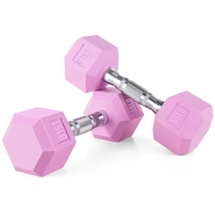 

Pink Neoprene/Rubber Dumbbells 1-15 LB Hex Shape for Home Gym Anti-Slip Anti-roll Set of 2