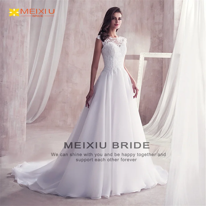 New Applique Crew-Neck Sweetheart Custom Wedding Dress Chiffon Floral Design A-Line Line Travel Photography Bridal Gowns