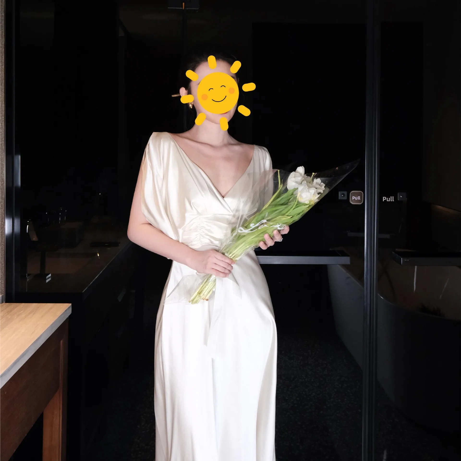 

Сексуальное длинное вечернее платье с глубоким V-образным вырезом и высоким воротником, женское модное трансграничное свадебное платье