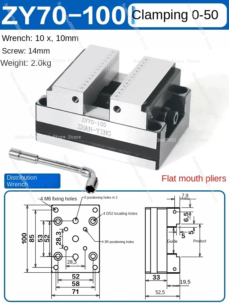 Center Concentric Flat-Nose Pliers High-Precision Four Turn Table Fixture Self-Centering Vise Machining