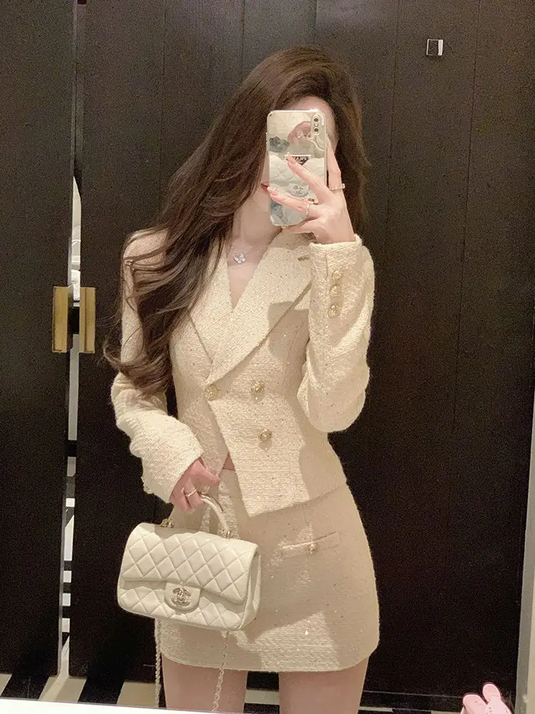 Celebrity Temperament Small Fragrant Style Suit Women's 2026 Autumn New Fashion High-End Short Coat Skirt Two-Piece Set