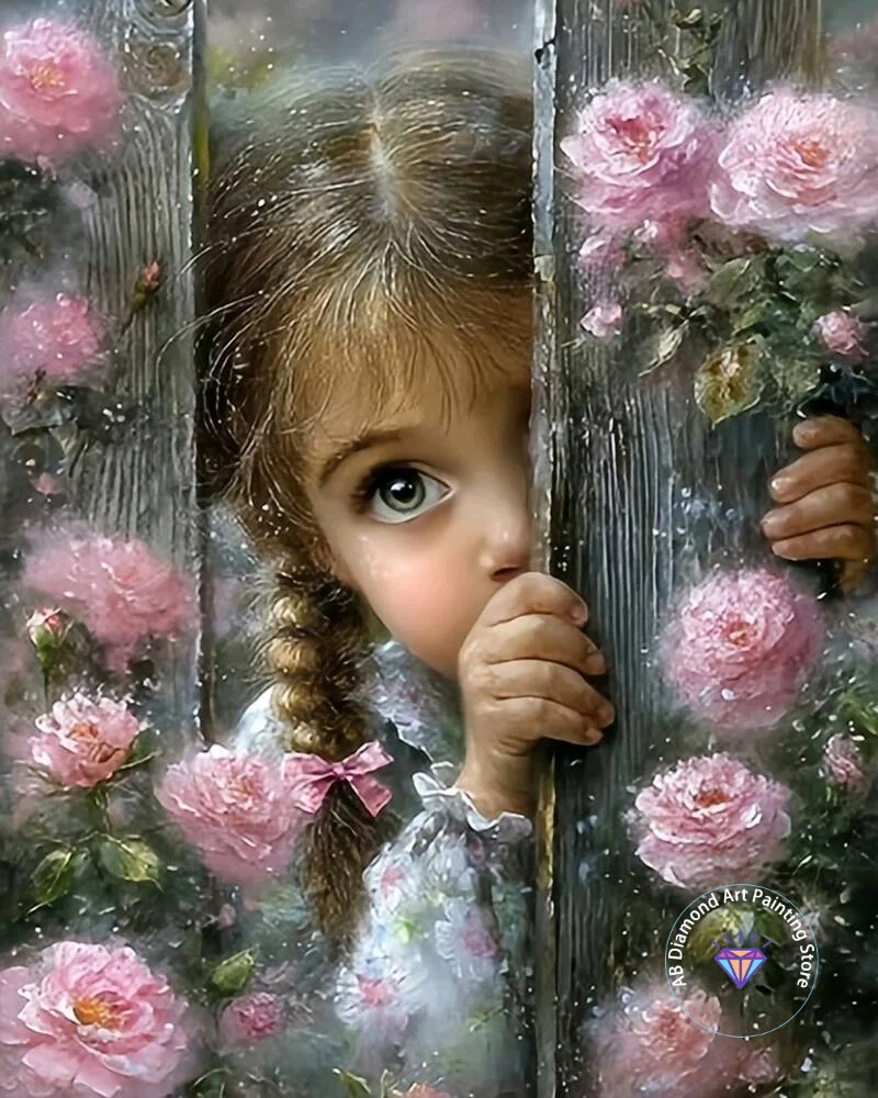 

Girl Flower Portrait AB Diamond Painting Kit Square Round Diamond 5D DIY Cross Embroidery Handmade Art Exquisite Gift Home Decor