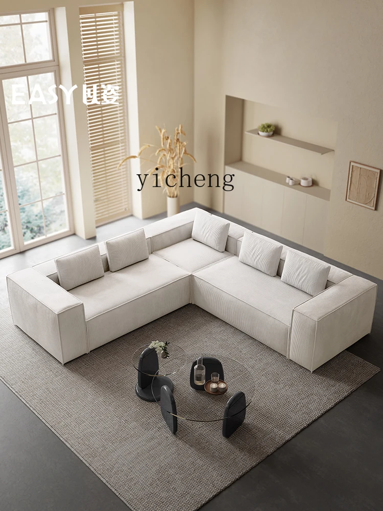 YFY  sofa cream style modern retro tofu block fabric compression roll bag module small apartment removable and washable