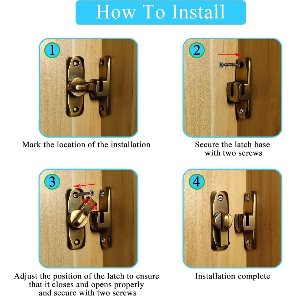 Sliding Door Lock Anti-theft Buckle Door Bolt Toggle Hardware 90 Degree Sliding Door Latch Solid Buckle Cam Cylinder Locks