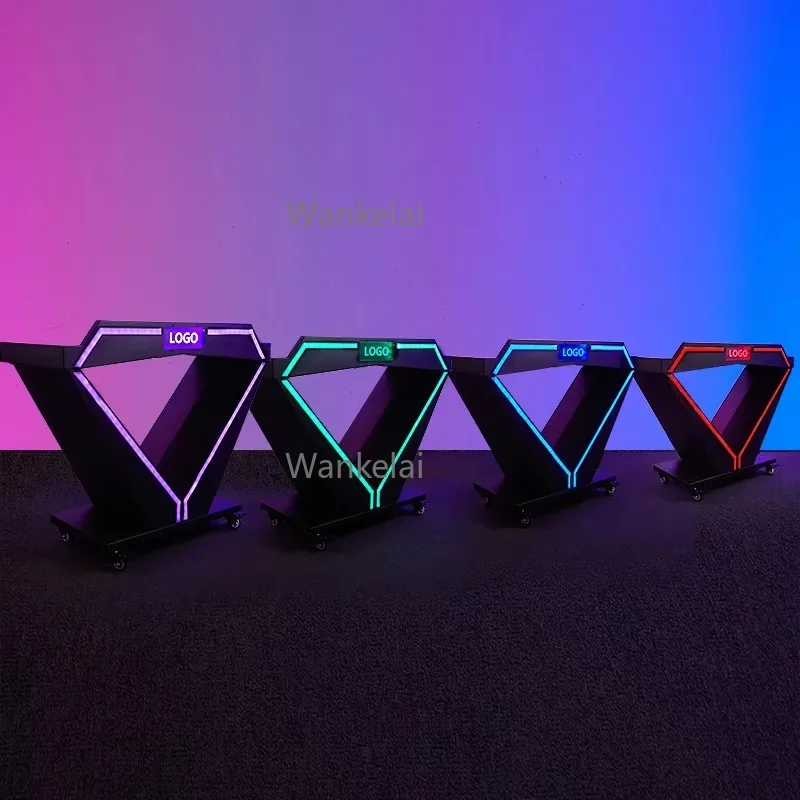 Customized VIP Logo Dj Table Booth Stand Light-emitting Table Player Movable DJ Table For Party Ktv Bouncy Bar Nightclub