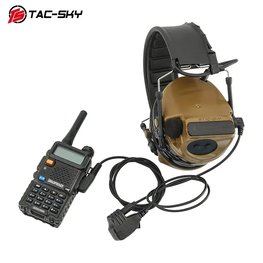 TAC-SKY, Headset taktis adaptor Mikrofon ke Ken Plug untuk Baofeng Walkie Talkie dan Comtac IPSC perlindungan pendengaran menembak Headset