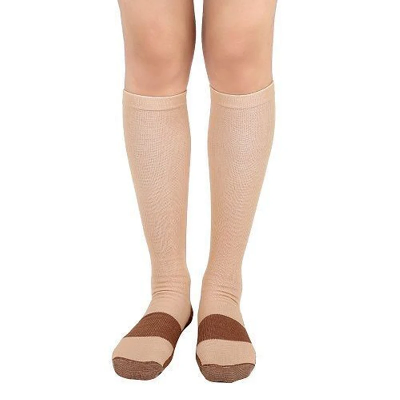 Copper Fiber Compression Socks Men Women Outdoor Sports Fashion Simple In Tube Socks Happy Funny Trend Nylon Stockings