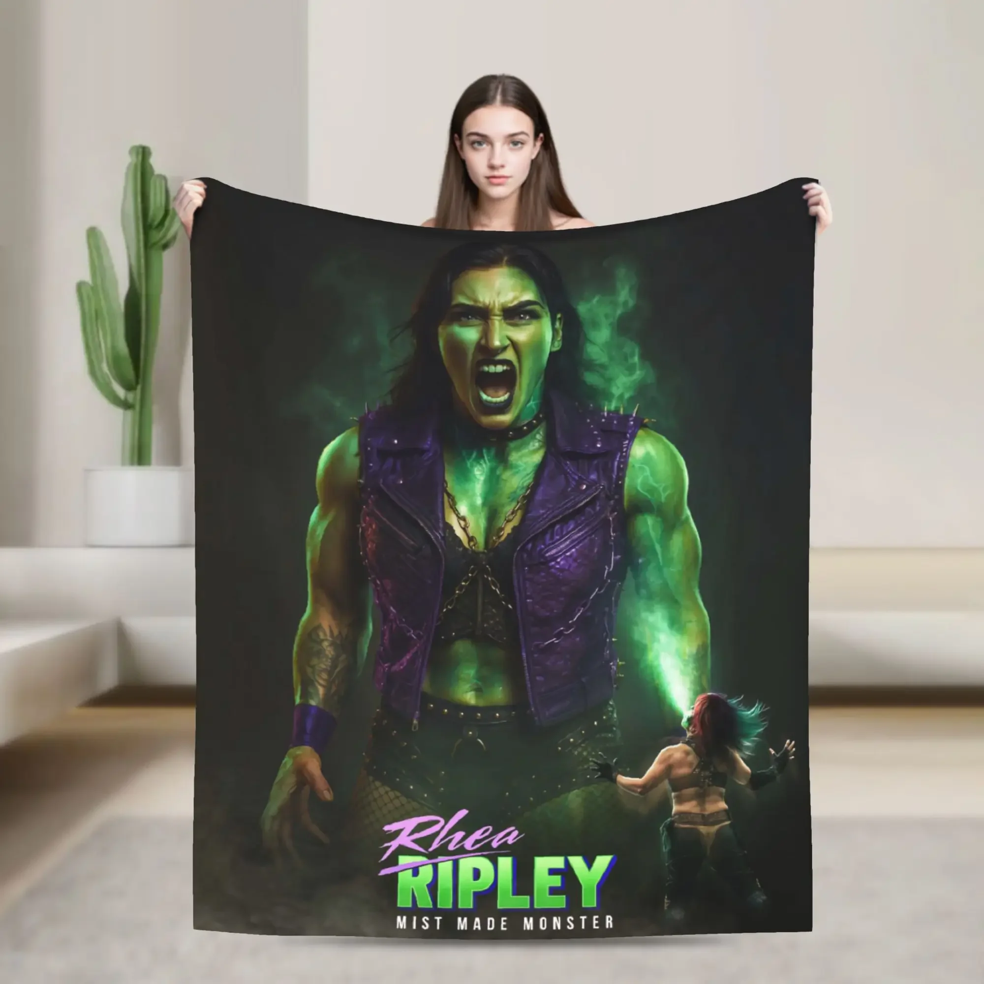

Теплое плюшевое одеяло Rhea Ripley для студентов, забавное фланелевое покрывало для спальни, чехол для дивана-кровати