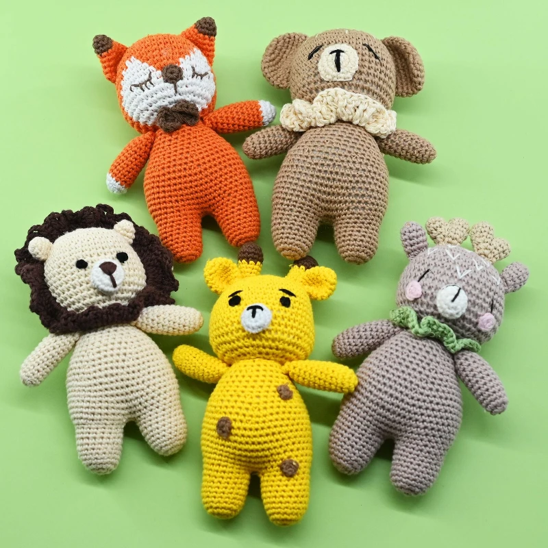 

Creative Handmade Crochet Rattle Plush Toy for Babies Adorable Animal Knitted Toy Newborn Grip Development Toy Children's Gift