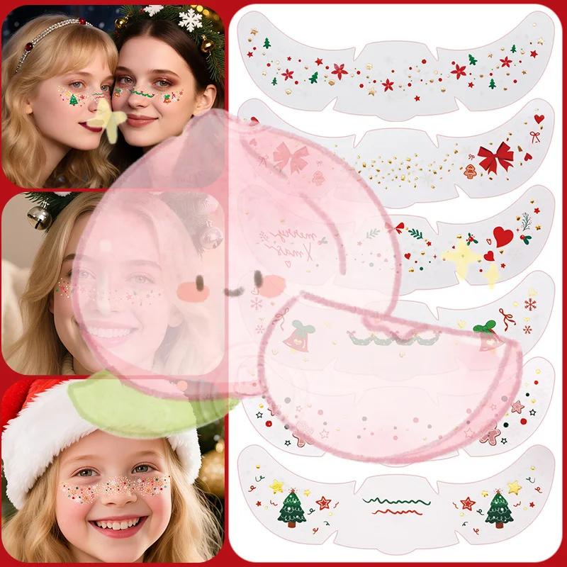 

Festive Metallic Pixie Dust Tattoos, Christmas Face Decors, Sparkle Gingerbread Mouse Makeup, Temporary Freckles Stickers