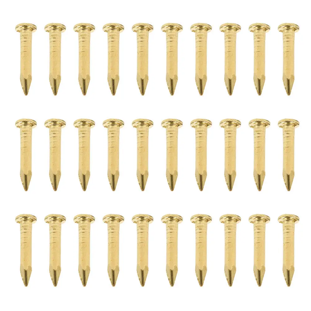 100Pcs Small Round Head Copper Nails for Hanging Photos Furniture Fixing DIY Woodworking Craft Projects Rustproof Strong Sharp