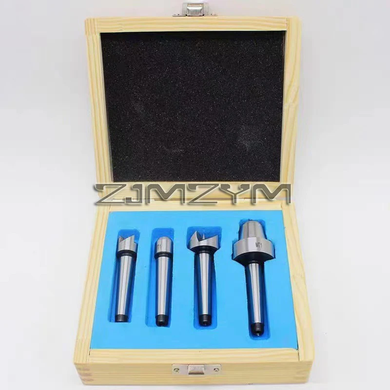 4Pcs/Set MT1  Spur Live Center Drive Spur Driver Dead C Enter with Wooden Case for Metalworking Wood Lathe Turning Tools