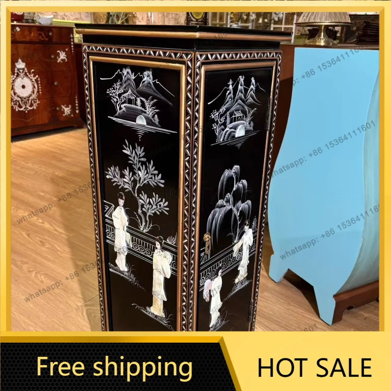 LD new Chinese style court fairy retro locker living room bedroom balcony flower stand