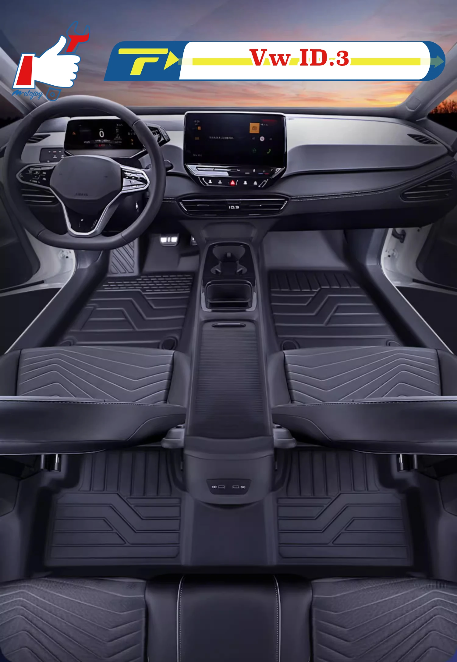 

Автомобильный коврик с левым рулем для Vw ID.3 ID3 2024-2025, полностью окруженный коврик для ног, напольный коврик, напольный ковер, водонепроницаемый коврик