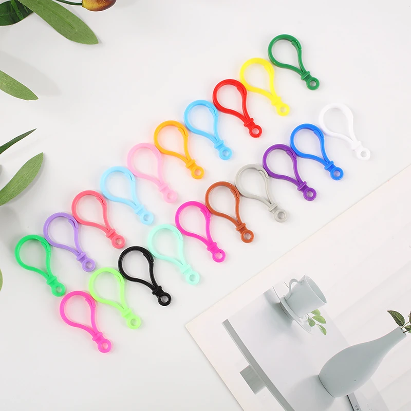 10/50/100/1000pcs Random Color Colorful Plastic Lamp Shape Buckle Snap Hook Lobster Clasp for Keychain Handmade Jewelry Making