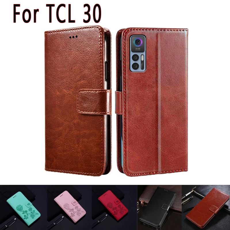 Flip Phone Cover For TCL 30 Case Magnetic Card Wallet Leather Stand Protective Hoesje Etui Book On For TCL T676J T676K Case Bag