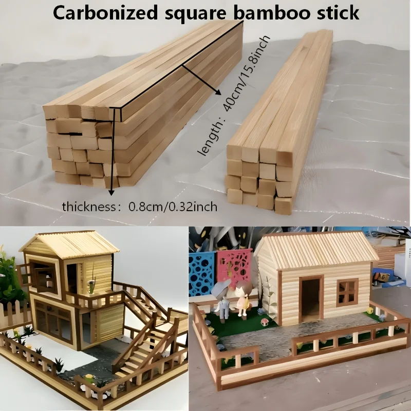 

100pcs Set, 15.75inch Length, 8mm Thickness Carbonized Bamboo Sticks, Model-making Materials, Craft Sticks, for DIY Crafts, Scene Model Making, Architectural Model Making