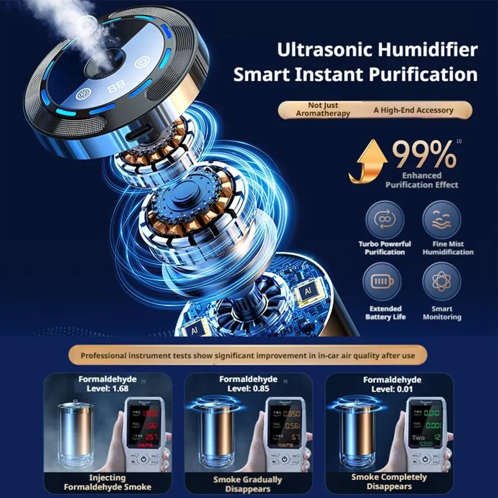 Car Electric Air Diffuser Aroma Vent Humidifier Mist Odor Eliminator for Auto Home Office 5 Modes Charging/Power Plugged In view 5