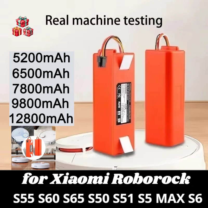 

New 14.4V Battery 5200mAH 12800mAh Robotic Vacuum Cleaner Replacement Battery for Xiaomi Roborock S55 S60 S65 S50 S51 S5 MAX S6