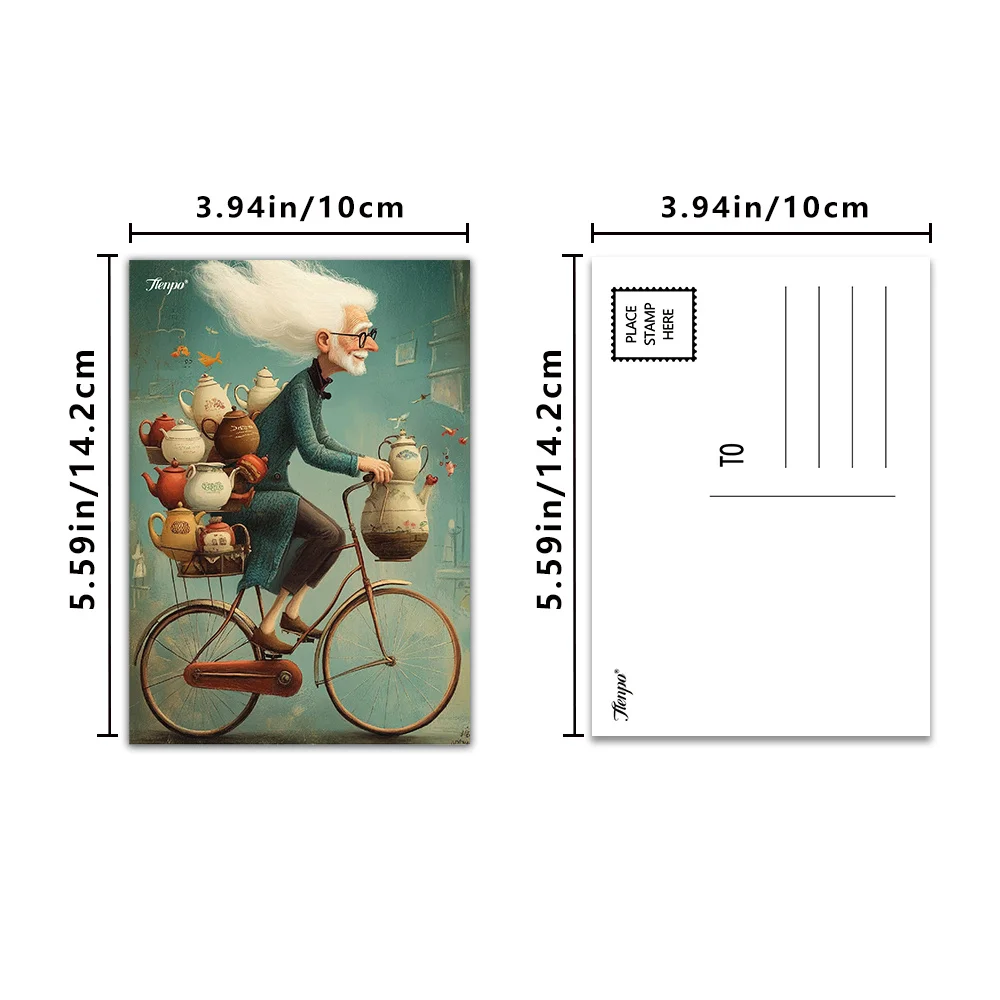 16pcs Warm Elderly Postcards,New Year Gifts, Christmas Gifts, Living Room Decoration, Bedroom Decoration, High-Quality Cardstock