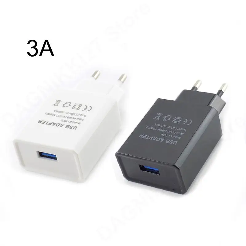 5V 1A 2A 3A Travel USB Adapter Phone Charger Power Supply Adapter Wall Desktop Charging Power Bank black white