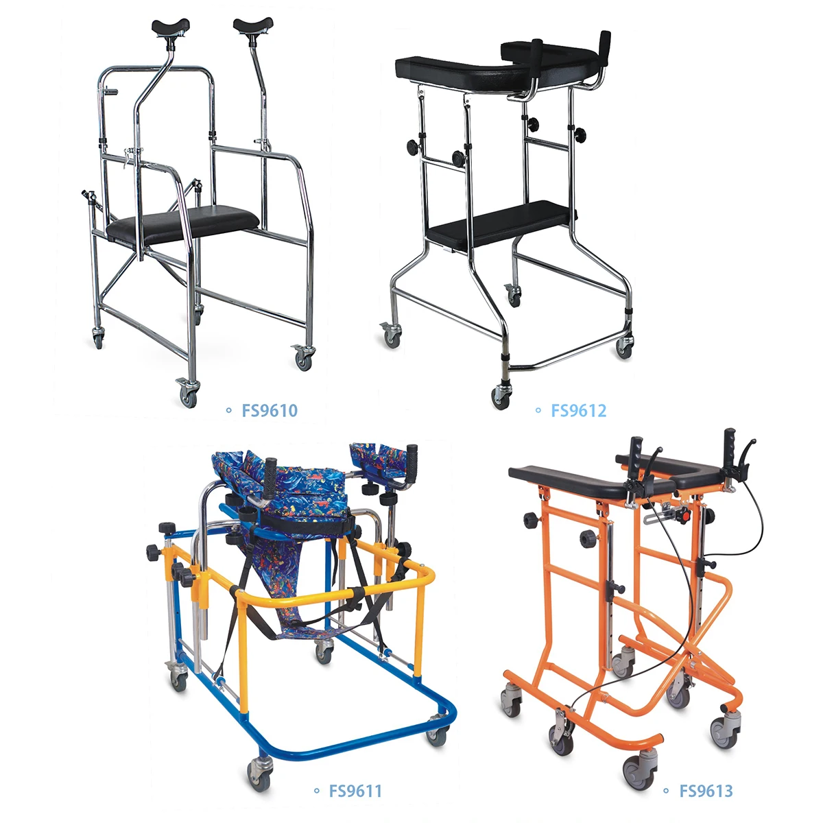 Wholesale Wheelless Aluminum Alloy Light Adjustable CE Certified Upright Rollator Folding Lightweight Mobility Walking Aid