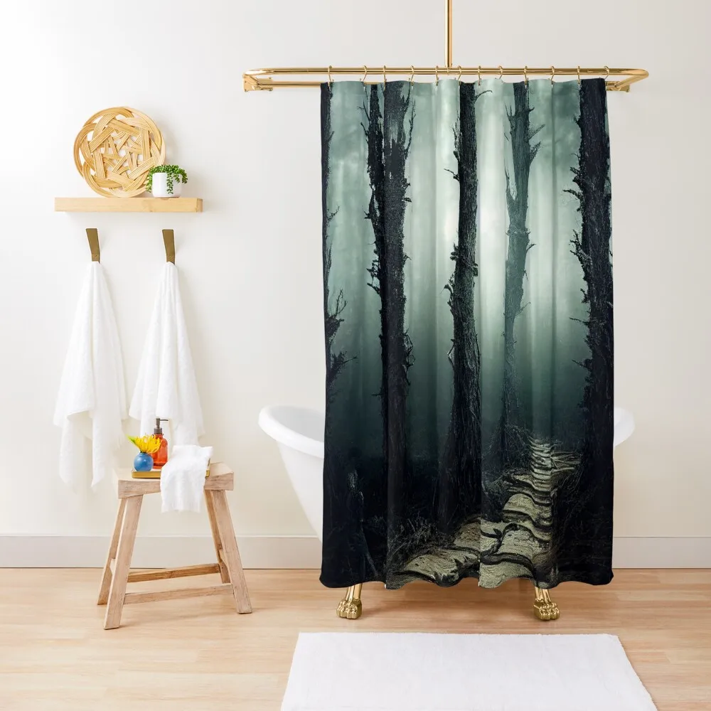 Haunted Path Through The Cursed Forest Shower Curtain Washable Waterproof Fabric Shower Shower Set Bath Curtain