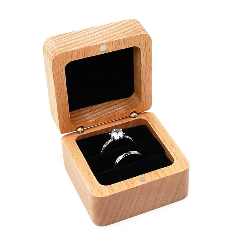Wooden Jewelry Gift Box Small Rustic Engagement Ring Box Jewelry for Case Ring