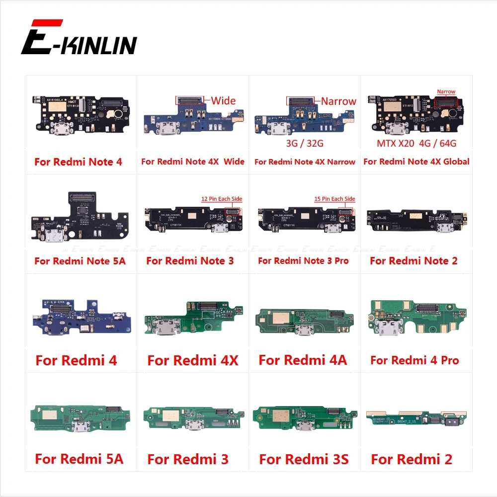 USB Power Charging Connector Plug Port Dock Flex Cable For Xiaomi Redmi 2 2A 3S 4A 4X 5A Note 4X Global 2 4 Note 3 Pro 5A