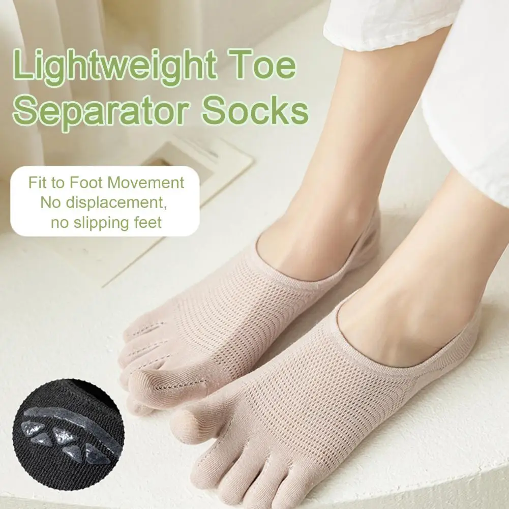 

Moisture-wicking Socks Women's Non-slip Breathable Toe Socks Summer Cotton Low Cut No Show Socks for Sweat-absorption