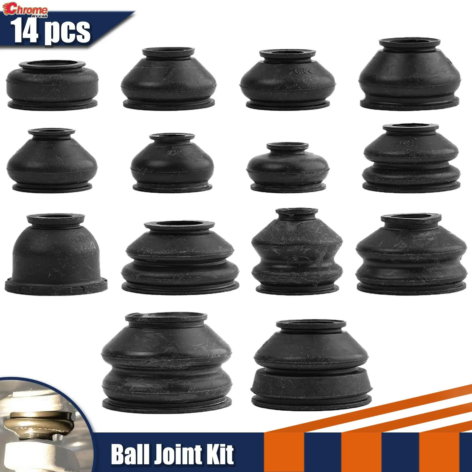 

14x Multipack Universal Car Suspension Steering Ball Joint Rubber Dust Boot Cover Track Tie Turn Rods Ends Set Parts Accessories