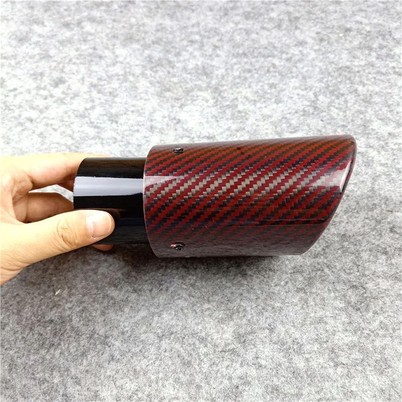 1 Piece Oval Shape Exhaust Pipe Out 75*105/95*115MM Red Carbon Fiber Stainless Steel Muffler Tip Rear Nozzles Tail Throat