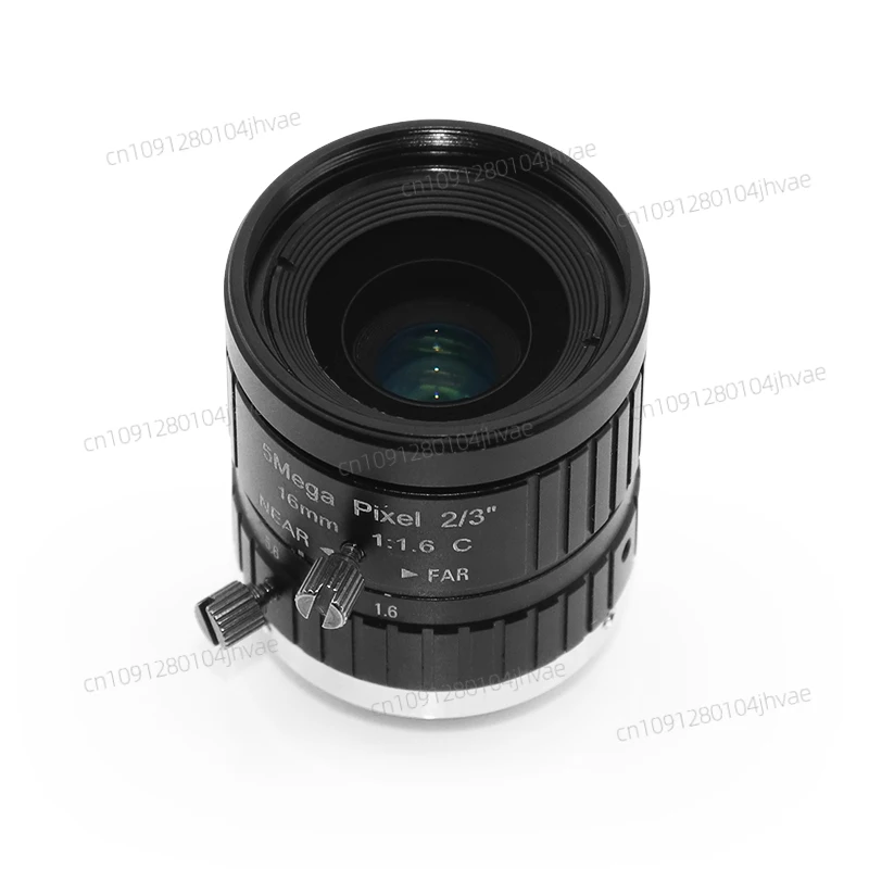 

High Quality Industrial Lens 5MP 16mm Lens C Mount Manual Iris Focus 2/3" Sensor Format F1.6-F16 Aperture Lens