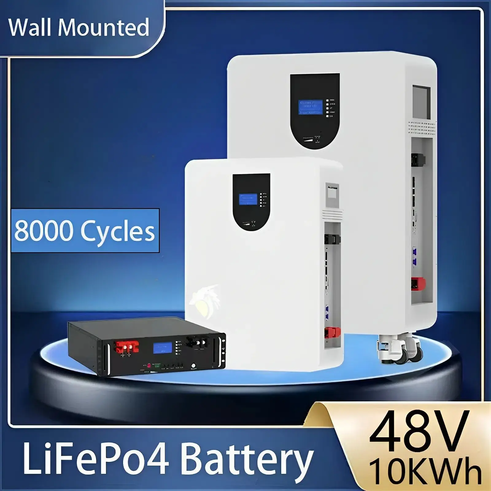 

10KWh Brand New Grade A LiFePO4 Battery Pack 48V50Ah/100Ah/200Ah 100% Full Capacity 8000 Cycles Built-in BMS Wall Mounted