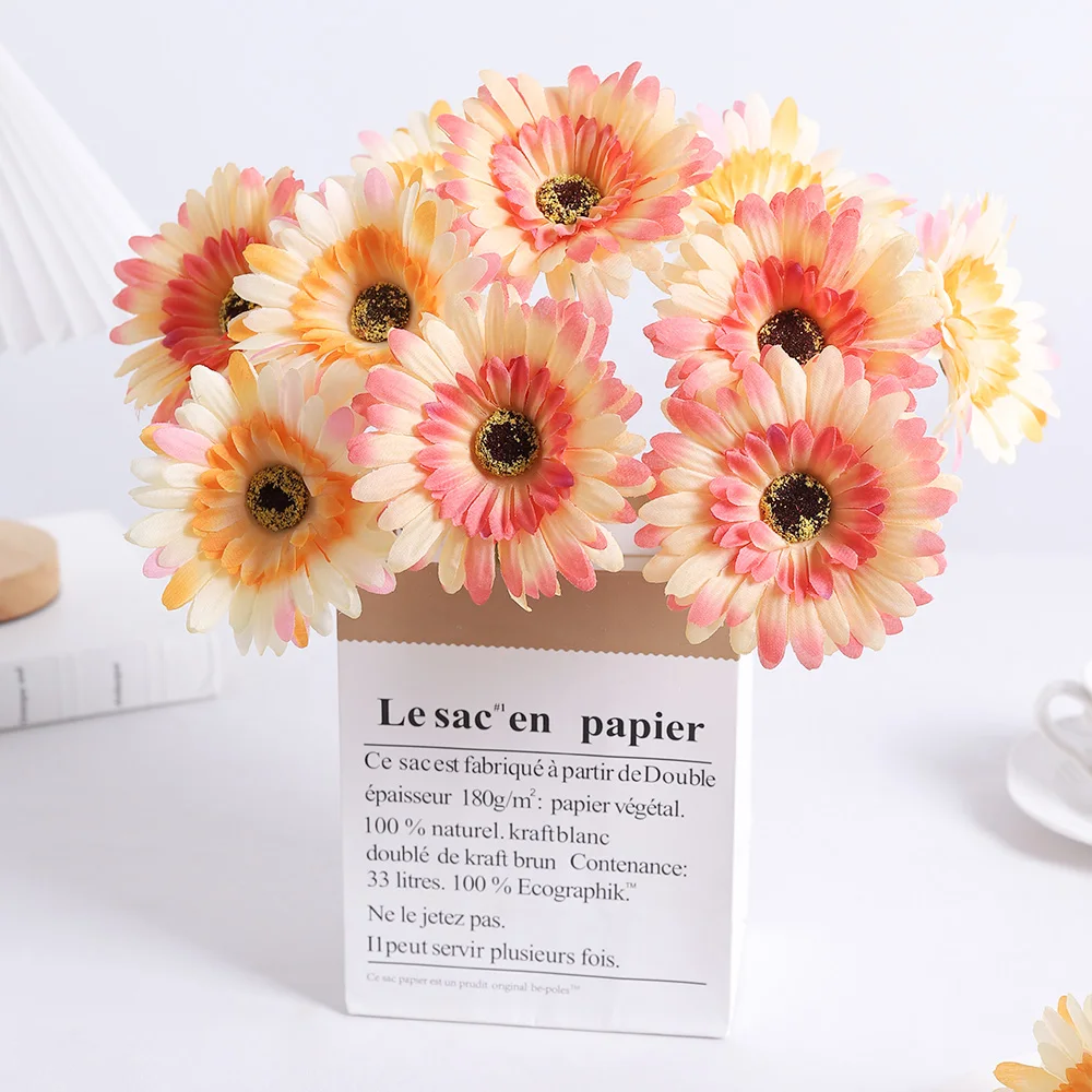 6 Stück künstliche Gerbera-Blumen aus Seide, Blumenstrauß, Heimtischdekoration, künstliche Gänseblümchen, DIY-Fotorequisiten, Blumenarrangements, Hochzeitsdekoration – Detail 7