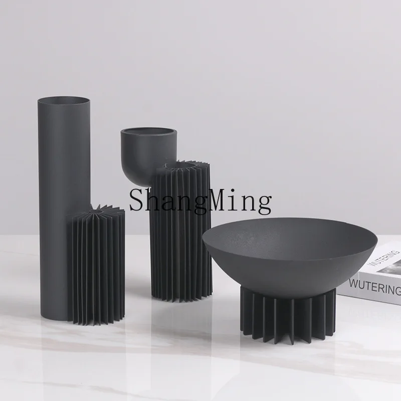 DSA simple modern creative black metal thread louver flower arrangement fruit plate entrance living room combination decorative