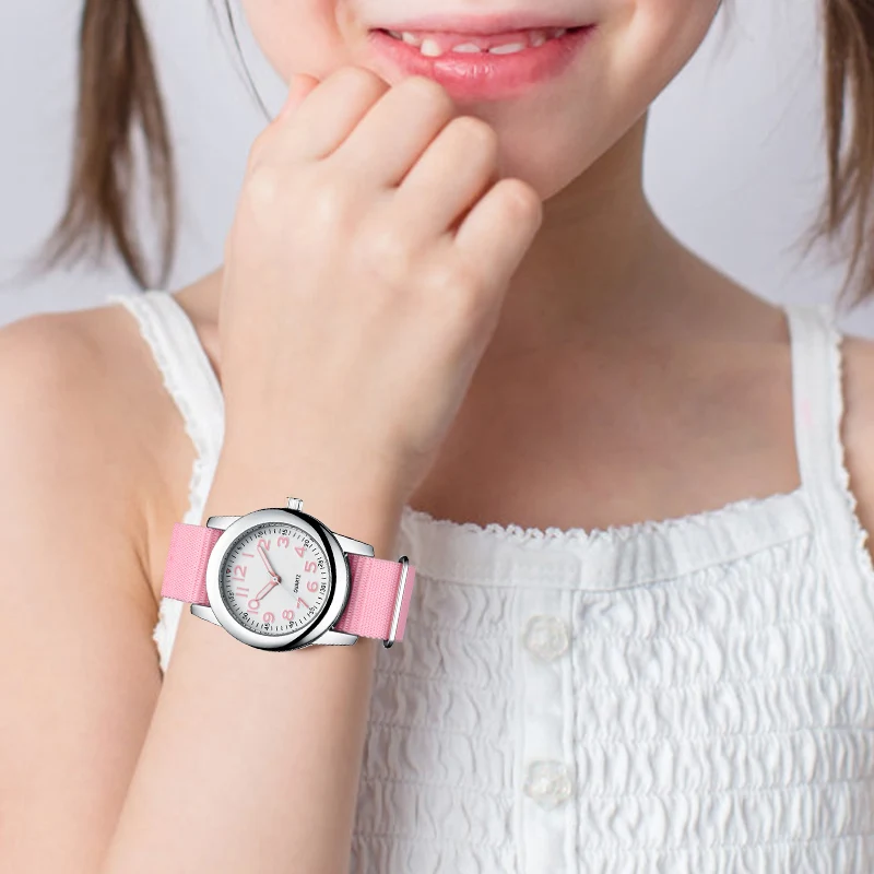 2024 Fashion Kids Cute Children Watch Nylon Strap Quartz Watches Kid Girls Clock Children Watch Gift relogio infantil New