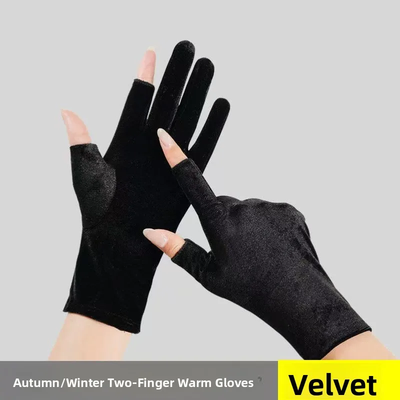

Теплые вельветовые женские зимние перчатки с полными пальцами для велоспорта, езды на велосипеде, защиты от холода, для танцев, ветрозащитные, средней толщины