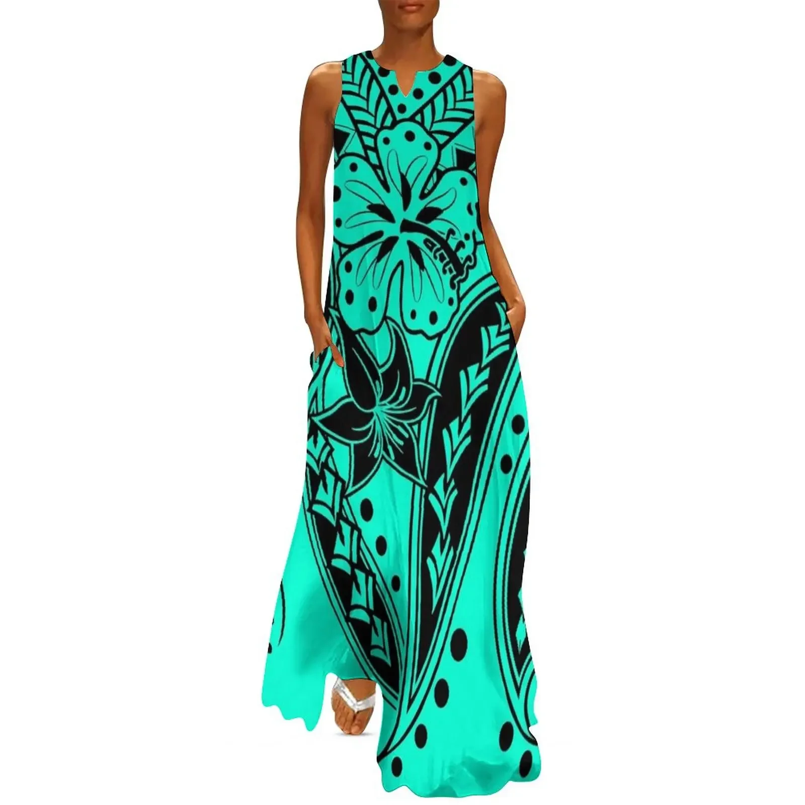 

Vintage Hawaiian Tribal Orchid Long Dress summer dress women's summer dress 2025
