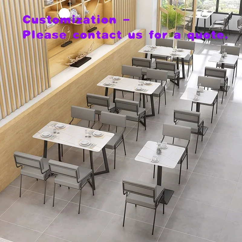 custom.Minimalist Style Coffee Shop Restaurant Table and Chair Set Sintered Stone Design Cake Shop Restaurant Milk Tea Shop