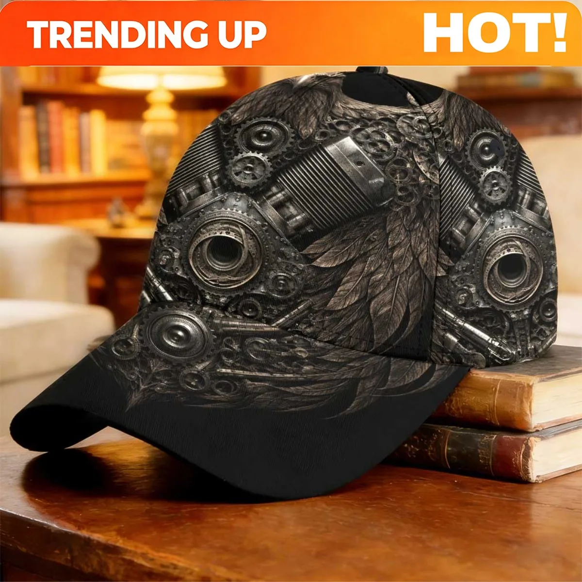 Customization 1pc 2D Printed Steampunk Eagle Engine Wings Baseball Cap Festival Golf Cap Wedding Gift Comfortable Anniversary Gi