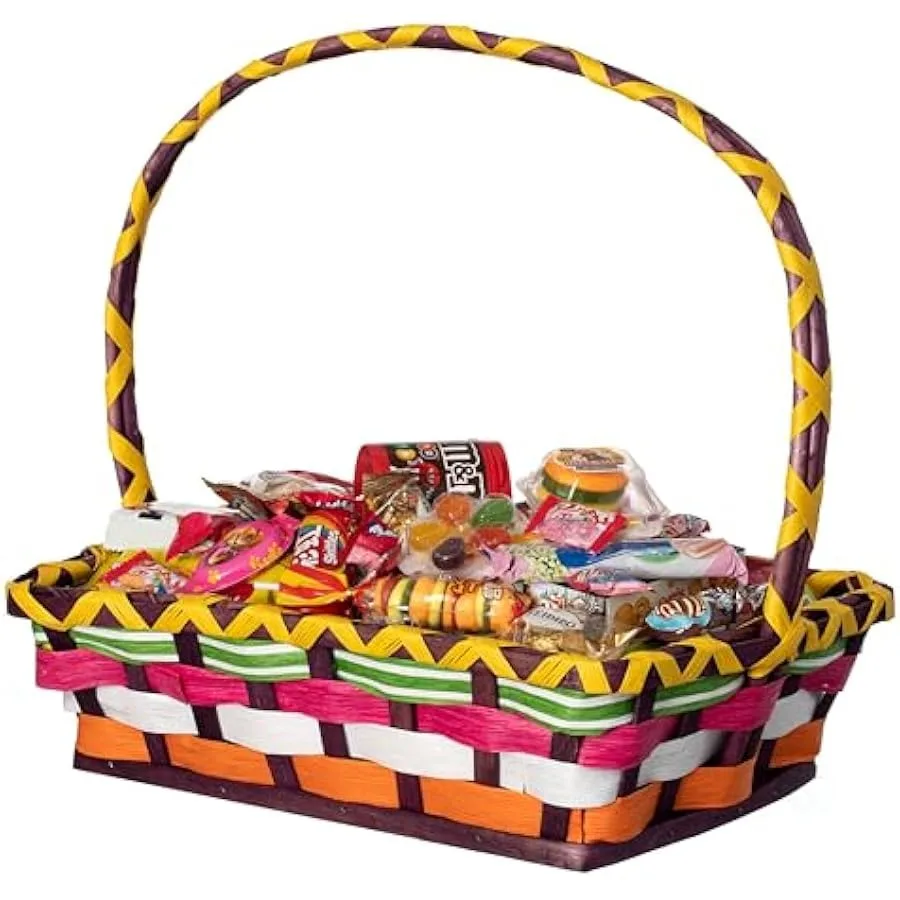 

Vibrant Wicker Gift Basket Versatile Woven Basket with Handle for Easter Candy Fruit Snacks Garden Wedding Decor Adult Easter G