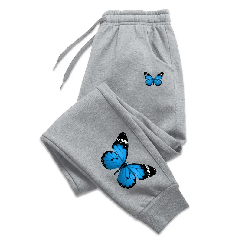 2025 Men's and Women's Butterfly Patterned Printed Jogger Pants - Fashionable, Casual, Loose-Fitting Running Pants