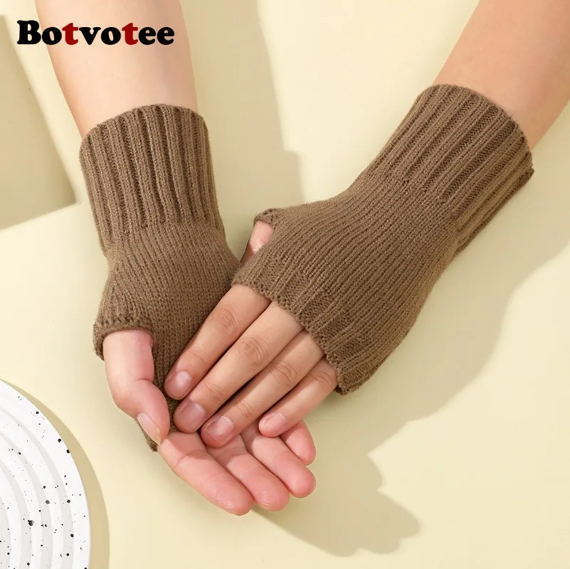 Botvotee Y2k اكسسوارات الأكمام للنساء مدفئات للذراع شحن مجاني الباردة المقاومة شتاء دافئ متماسكة الأكمام أصابع قفازات