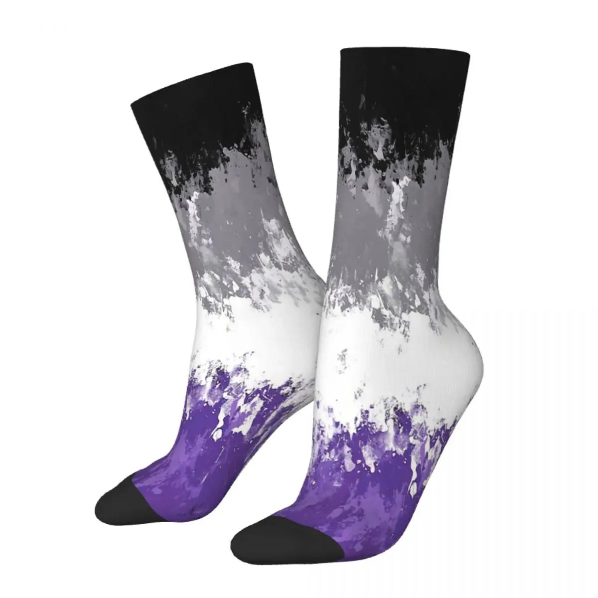 Asexual Pride Flag Splatter Print LGBT Sexual Minority Special Love Socks Male Mens Women Winter Stockings Hip Hop