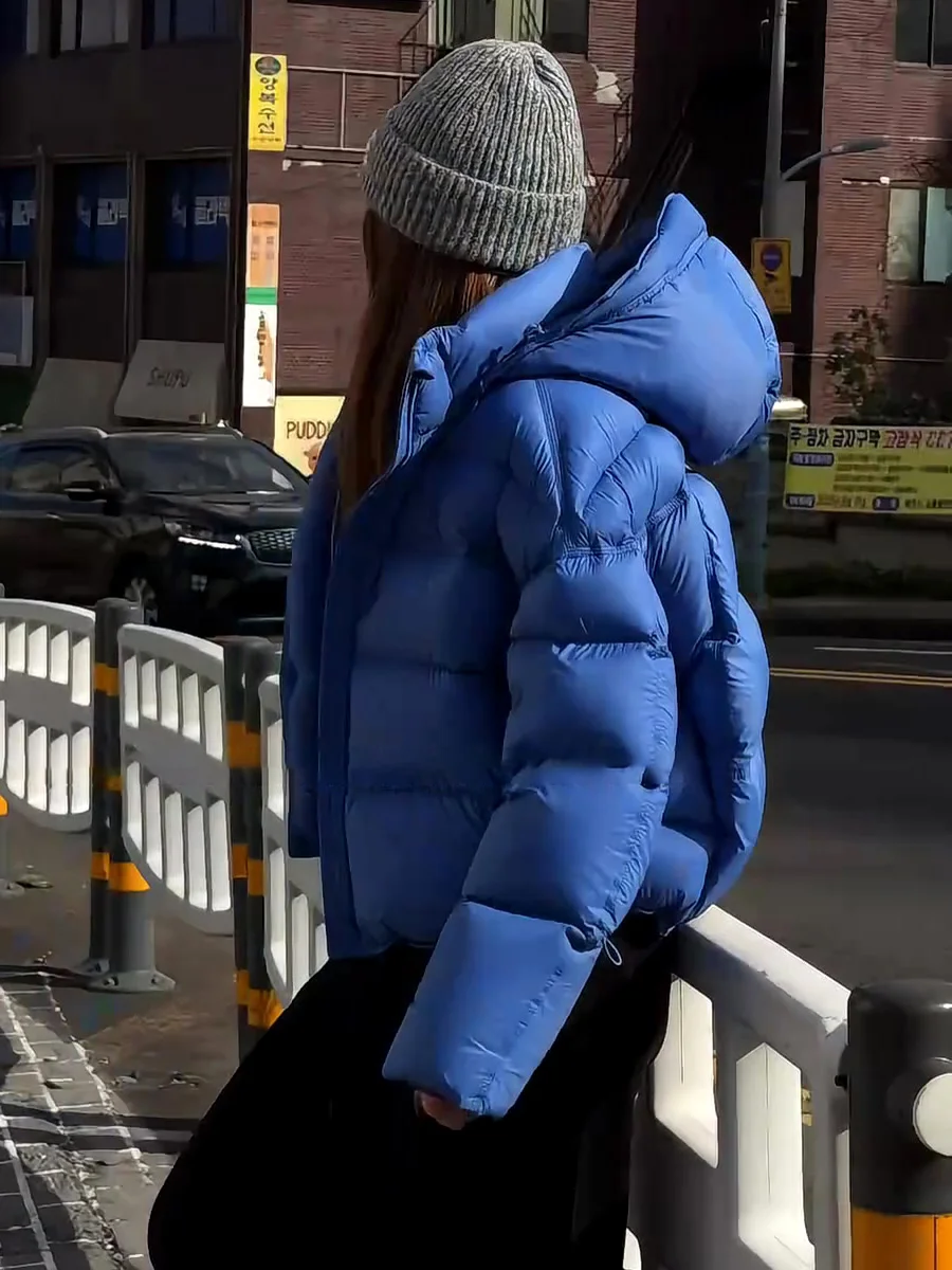 Blu con cappuccio ort Puffer Jaet Cappotto da donna Thiened Du down Pane Capispalla caldo Coreano Sle Casual Ci Wear