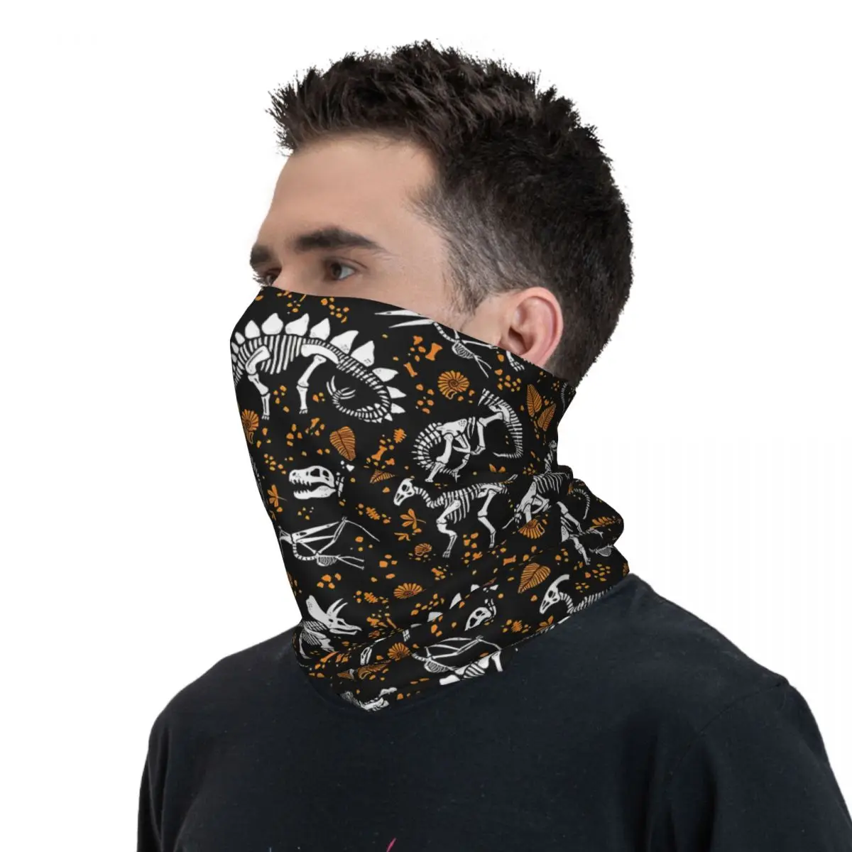 Fossielen Halloween Dunne Wrap Sjaal Bandana Dinosaurus Nek Gaiter Gezicht Cover Hoofdband