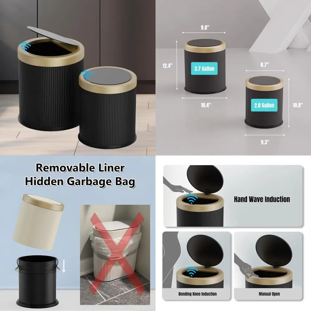 

Touchless Motion Sensor Trash Can for Bathroom, Automatic Lid, Smart Dog-Proof Wastebasket, Plastic Garbage Bin with Long-Lastin