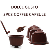 3PCS Refillable Coffee Capsules Filter Cup Compatible for Dolce Gusto Reusable Coffee Capsules with Spoon Cleaning Brush