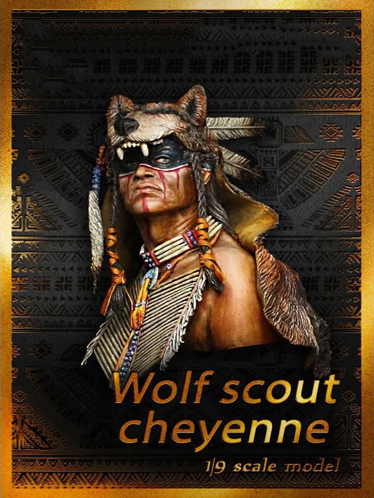 

1/9 Warrior Wolf ancient Cheyenne bust Resin figure Model kits Miniature gk Unassembly Unpainted